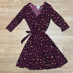 Leota Plum Leopard Print Wrap Dress